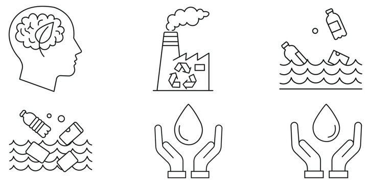 Ecological Awareness: Conceptual image highlighting the integration of environmental mindfulness. From the human brain to water droplets.