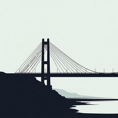 Obraz premium Silhouette of iconic suspension bridge.