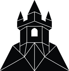 Castle tower silhouette with clean geometry classic fortress architecture minimal design Vector illustration