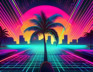 miami vice miami viceinspired background with neon pal retro neon background theme