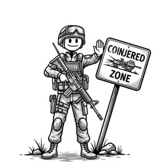 Soldier Standing Guard in a Coinjerred Zone.