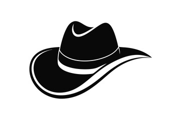 cowboy hat silhouette line art vector illustration with a white background