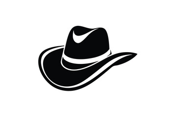 cowboy hat silhouette line art vector illustration with a white background