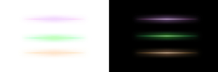 Fototapeta premium Set of Glowing light line. Beam light flare. 
