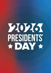 Happy Presidents day in United States. Washington's Birthday. Federal holiday in America. Celebrated in February. Patriotic american elements. Poster, banner and background. Vector illustration