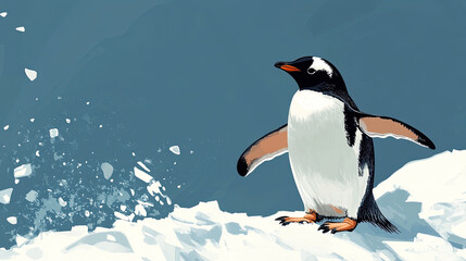 Fototapeta premium An illustration of a penguin on the snow AI Generative