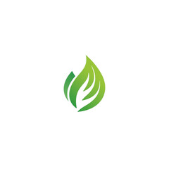 Fototapeta premium Modern green leaf logo symbolizing growth and harmony
