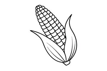 Fototapeta premium corn silhouette line art vector illustration with a white background
