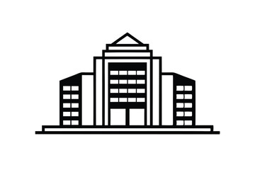 Obraz premium company building icon silhouette line art vector illustration with a white background