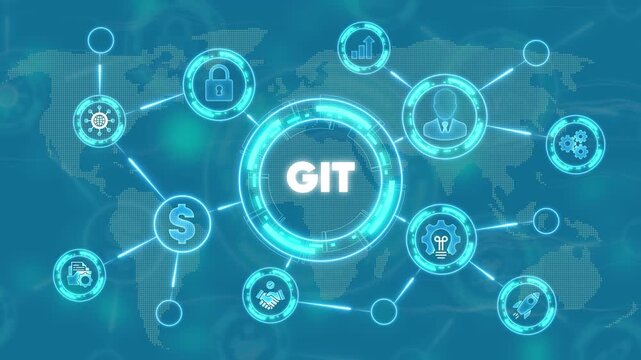G I T Version Control System Global Network Concept with software development