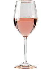Ros&eacute; champagne in wine glass isolated. Elegant sparkling drink for celebration branding and menu design.
