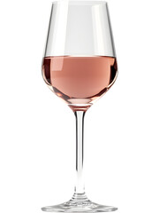 Ros&eacute; champagne in wine glass isolated. Elegant sparkling drink for celebration branding and menu design.