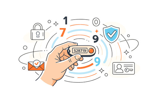 Image Generation. Secure authentication devices and tokens. Human hand holding a small security token,