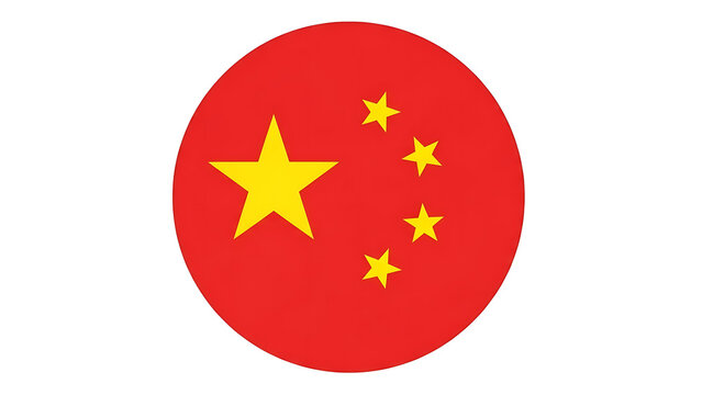 Chinese flag emblem with yellow stars on red circle symbol