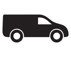 Van icon in silhouette style for branding and interface design