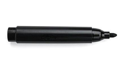 Fototapeta premium A close-up studio shot of a black permanent marker on a white background.
