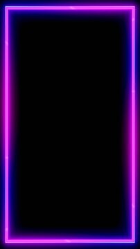 Vertical 3d abstract neon futuristic banner copyspace frame gradient glow purple blue rectangle template loop animation outline shape energy electric laser reflection cyberpunk tech dark minimal