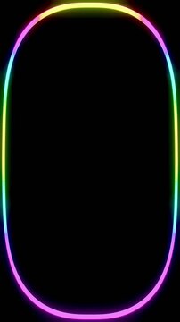 Vertical 3d abstract neon futuristic banner copyspace frame border gradient glow rainbow loop animation spectrum oval template wallpaper background outline shape light beam energy luminous laser aura