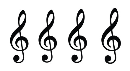 Fototapeta premium Four musical clef symbols presented in a black silhouette