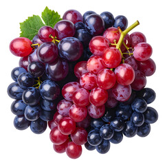 A vibrant, close-up shot of a cluster of ripe, mixed-color grapes against black