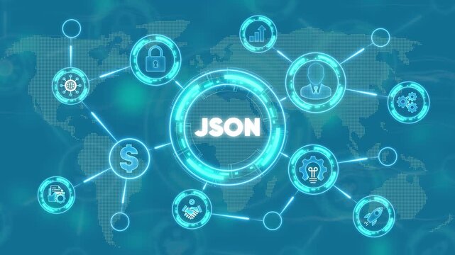 J S O N data exchange format technology on a map background json