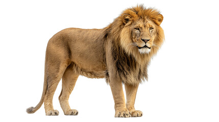 Majestic lion standing proudly isolated on transparent background