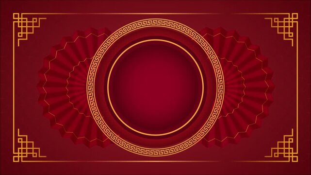 Lunar New Year red and gold ornamental frame animation with circular center background