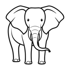 Obraz premium Elephant Outline - Minimalist Animal Icon on White