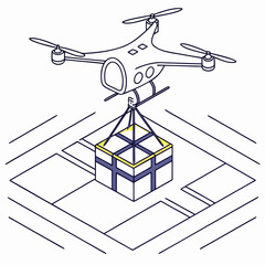 Fototapeta premium Isometric Drone with Delivery Package - Modern Logistics Technology