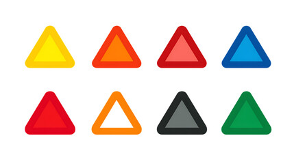 Collection of colorful triangle shapes on transparent background