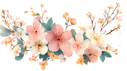 Beautiful floral arrangement with pink and white flowers on transparent background