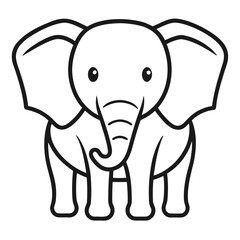Obraz premium Simple Elephant Outline - Minimalist Wildlife Animal Vector Icon