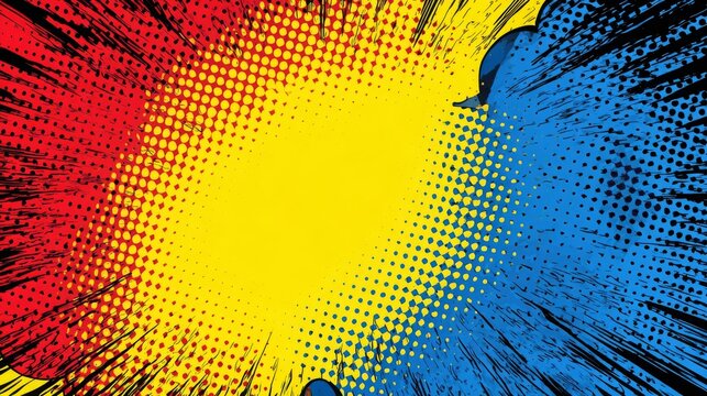 Colorful comic halftone background for ads or covers. 