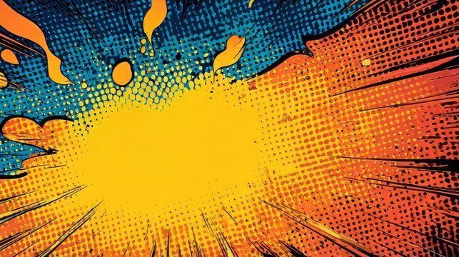 Colorful comic halftone background for ads or covers. 