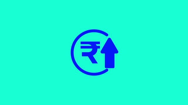 Abstract decrease icon on white background. Rupee rate down looped icon. reduce costs sign and symbol.rupee icon animated.