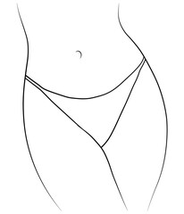 Woman legs swimsuit panties bikini hand drawing