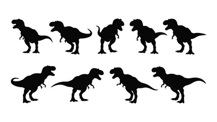 Eight silhouettes of dinosaurs Vector © Creative Designs