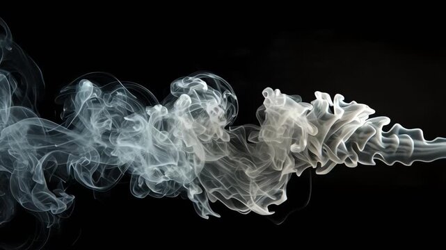 White smoke on black background video.