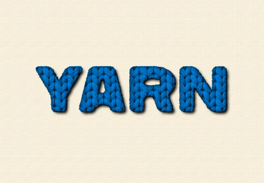 Blue Fabric Knitted Text Effect  