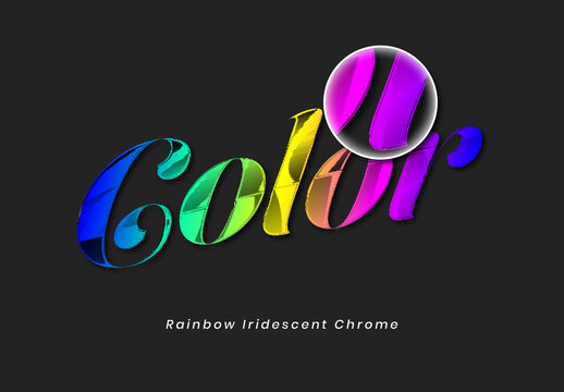 Colorful Rainbow Iridescent Chrome Text Effect 