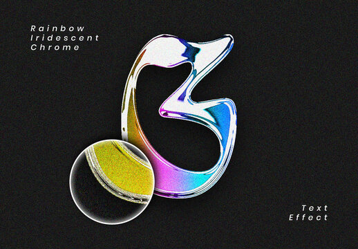 Rainbow Iridescent Chrome Text Effect