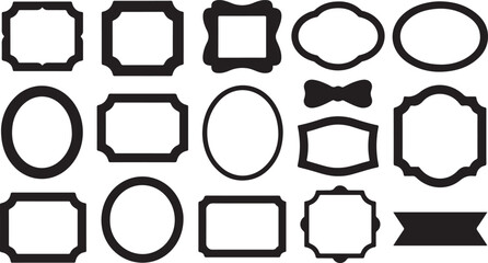 Collection of bold solid black silhouette frames and various decorative borders