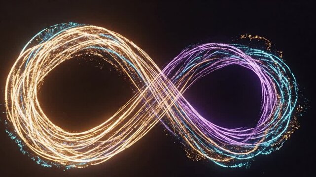 Abstract particles forming impossible loops and twists with soft HDR glow