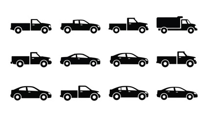 Variety of vehicles in black silhouettes Vector © Creative Designs