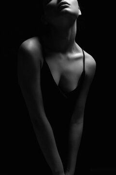 Sexy Woman silhouette in dark. Beautiful Body Girl