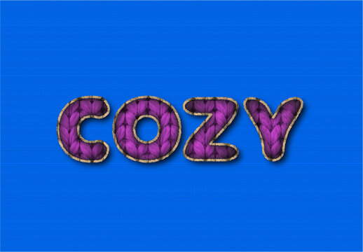 Purple Fabric Knitted Text Effect  