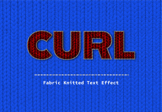 Red Yarn Fabric Knitted Text Effect  