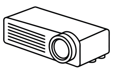 horizontal projector silhouette line art vector illustration with a white background
