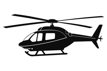 helicopter silhouette line art vector illustration with a white background