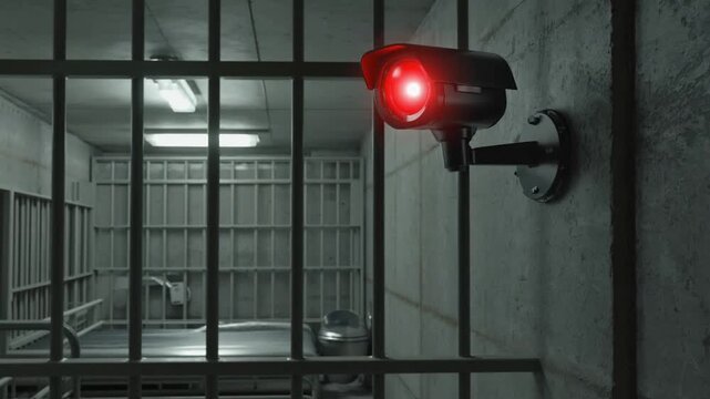 Security camera in a prison cell.